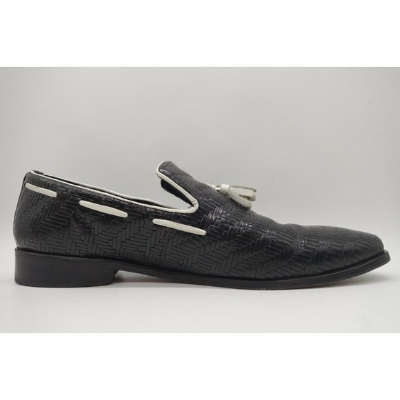 Stacy Adams Black Woven Leather Slip On Tassel Dress Loafers Shoes Men\'s 13 M main image 7